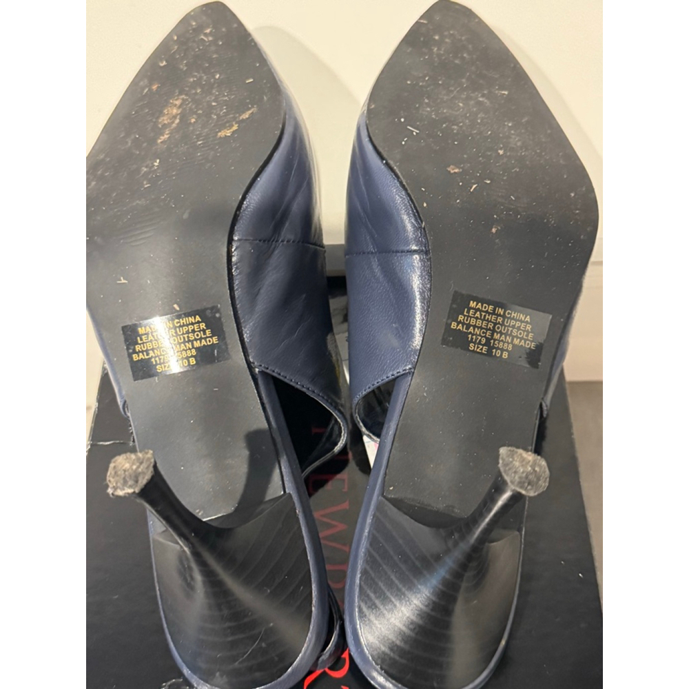 Women's Newport News Navy Leather Slingback Heels Size 10 - Picture 8 of 10